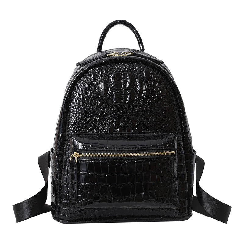 Large capacity women's bag 2025 new korean retro crocodile pattern commuter backpack women's travel laptop backpack