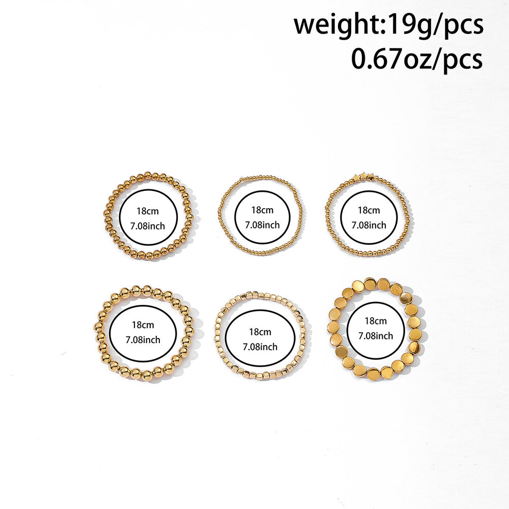 Handmade beaded bead chain wholesale fashion cross-border jewelry metal style stylish geometric versatile alloy stacked bracelet for women