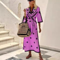 2025 aliexpress european and american autumn/winter new collection: printed belted bohemian dress for women