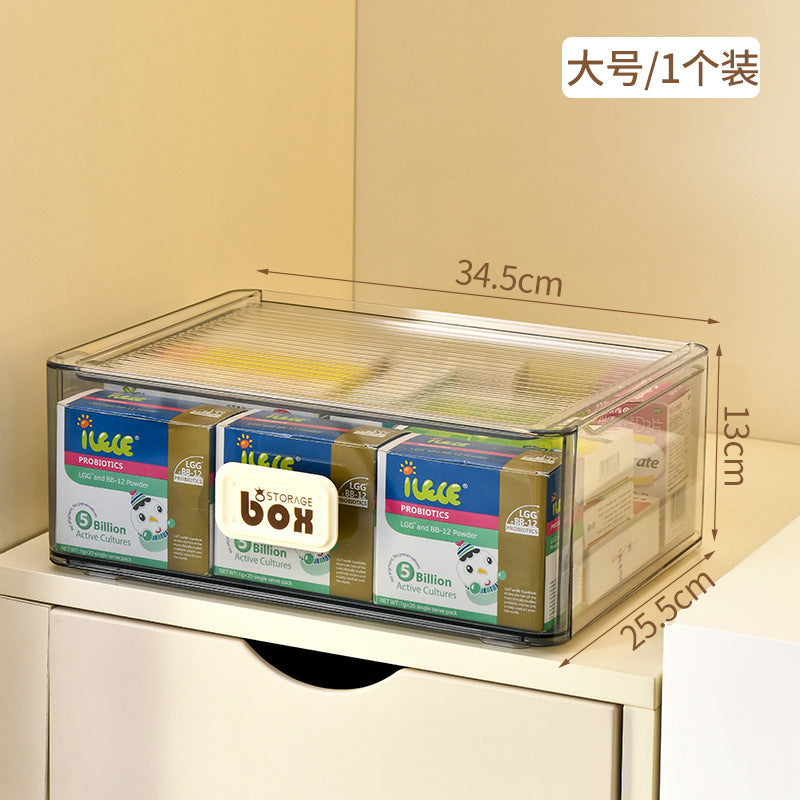 Portable drawer type medicine box dust-proof medicine box storage box household multi-functional transparent large storage box combination
