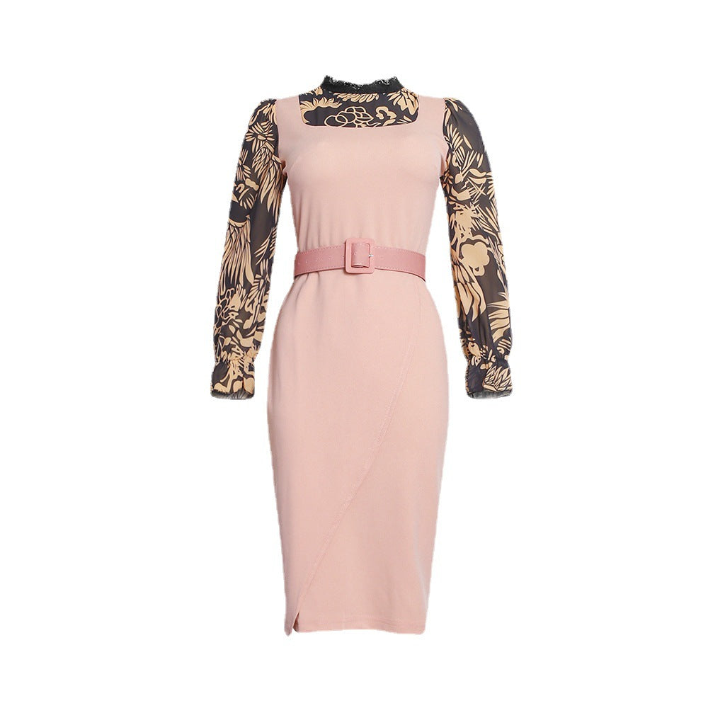 African cross-border sourcing: plus size women's printed dress -  - ol professional pencil skirt + belt