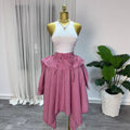 European and american cross-border women's fashion:  summer new arrival - high-waisted, slimming, elastic waist, tie-waist, asymmetrical plaid midi skirt