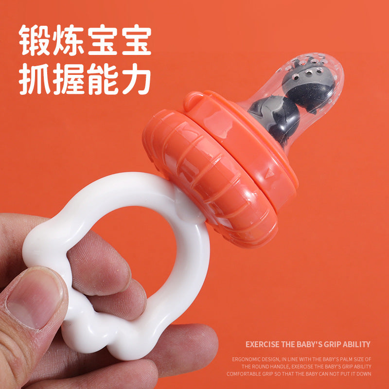English card baby fruit and vegetable music fruit complementary food bite music cat paw shape pacifier silicone mesh bag pacifier
