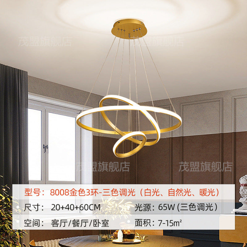 Internet celebrity LED ring chandelier bedroom restaurant light simple modern creative personality Nordic bar dining room lighting