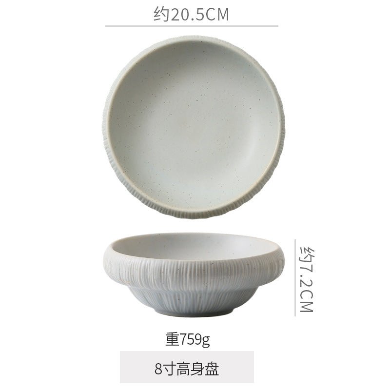 Retro kiln line pattern high-looking tableware restaurant hotel stylish display dessert plate steak plate for home dish plate