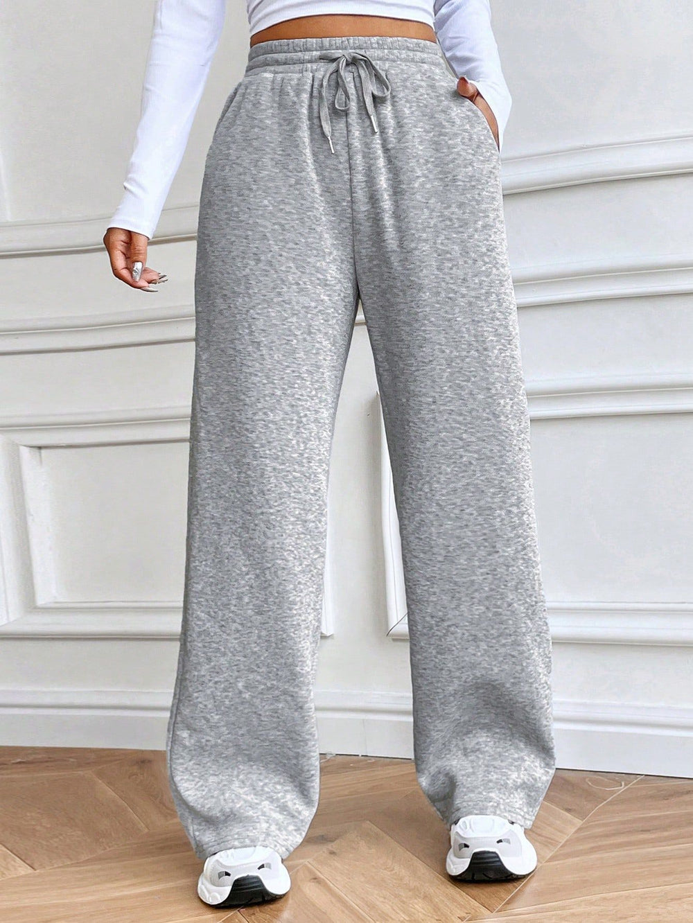 53238#  cross-border women's fashion european and american ins style new casual loose wide-leg sweatpants