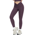 nude feel tight yoga pants cross high waist twist fitness pants outdoor running exercise pants 4514
