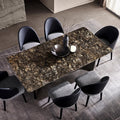 Natural marble dining table and chairs italian normcore large flat floor houseclassy luxury stone rectangular dining table