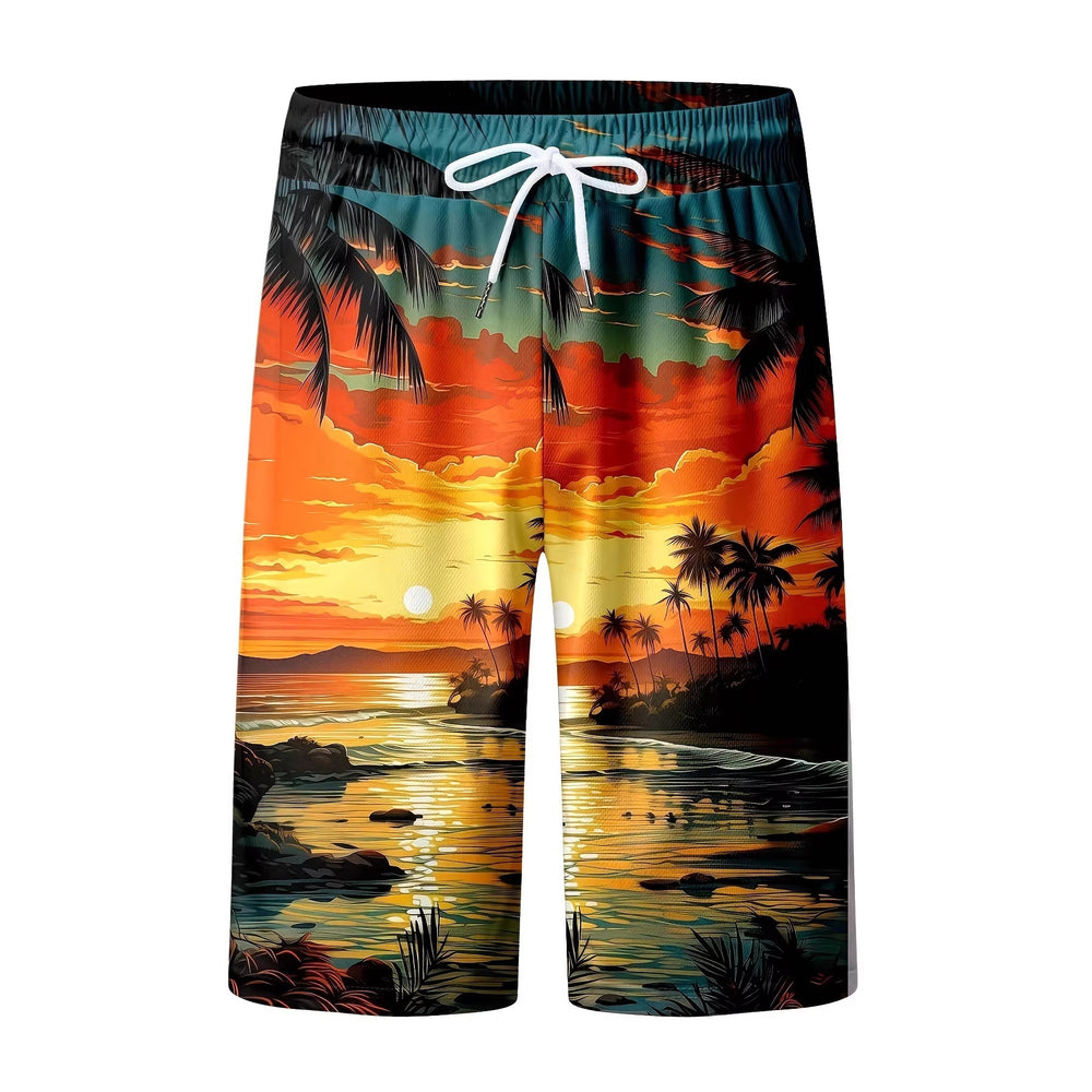 trending men's beach shorts, quick-dry swim trunks, casual sportswear, european and american new style 3d digital printing
