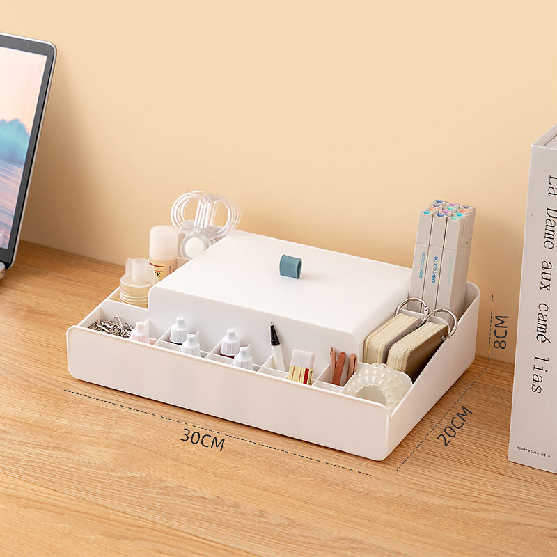 Japanese lipstick cosmetic storage box transparent desktop storage box drawer type book data cable stationery storage box