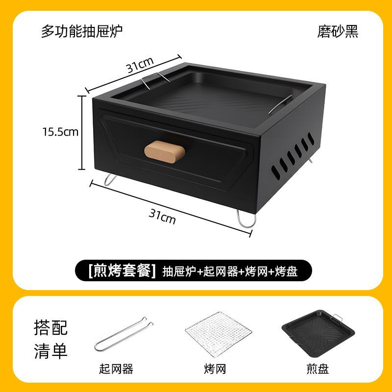 Outdoor camping style tea making by the stove zibo charcoal barbecue stove for home small multi-function smokeless barbecue grill heating stove
