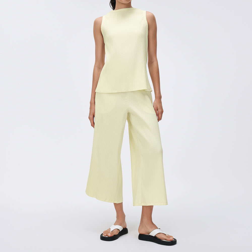 Women's casual activewear set: round neck sleeveless sports tank top & loose fit wide leg pants - perfect for tennis, yoga & more!