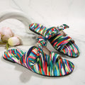 European and american cross-border  summer new arrival: women's plus size flat rainbow floral round toe thong sandals