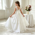 export girls' european and american style white wedding dress lace patchwork long dress chiffon summer holiday vacation dress