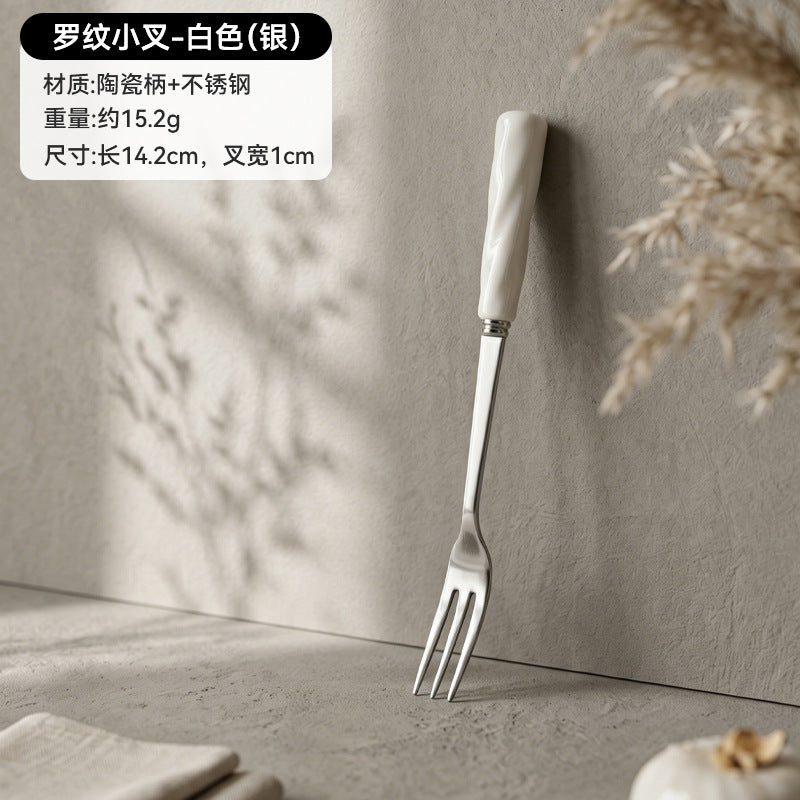 stainless steel creative twisted shape fruit fork set creative colorful ceramic storage jar wholesale