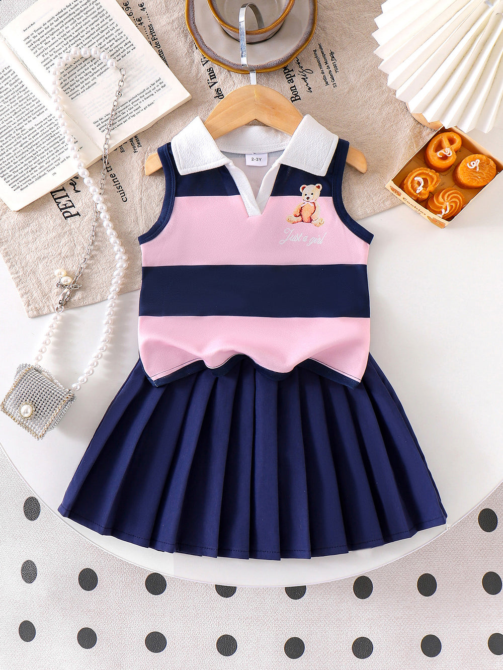 Kids clothing cross-border exportfall and winternew arrival children's stripestops+blue skirt baby children's clothing