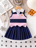 Kids clothing cross-border exportfall and winternew arrival children's stripestops+blue skirt baby children's clothing