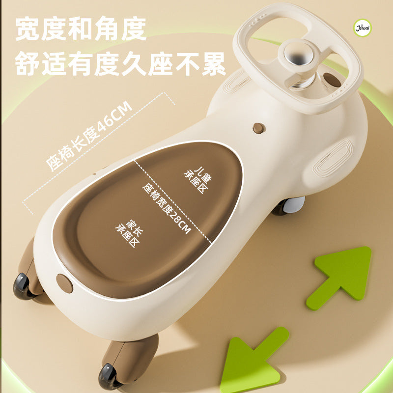 Kids twist car universal wheel model anti-rollover slip car music flash wheel balance rocking car model anti-rollover