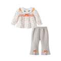 Girls' spring/autumn  new korean style floral embroidered outfit set - long sleeve top & flare pants