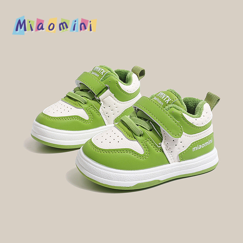 Winter new arrival: baby & toddler double-layer cotton shoes - girls' first walking shoes, leather upper with fleece lining, boys' waterproof sneakers, ages 1-3