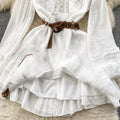 spring new arrival: sweet & chic vacation style - ruffled trim tie-waist bodycon mini dress with ruffle hem