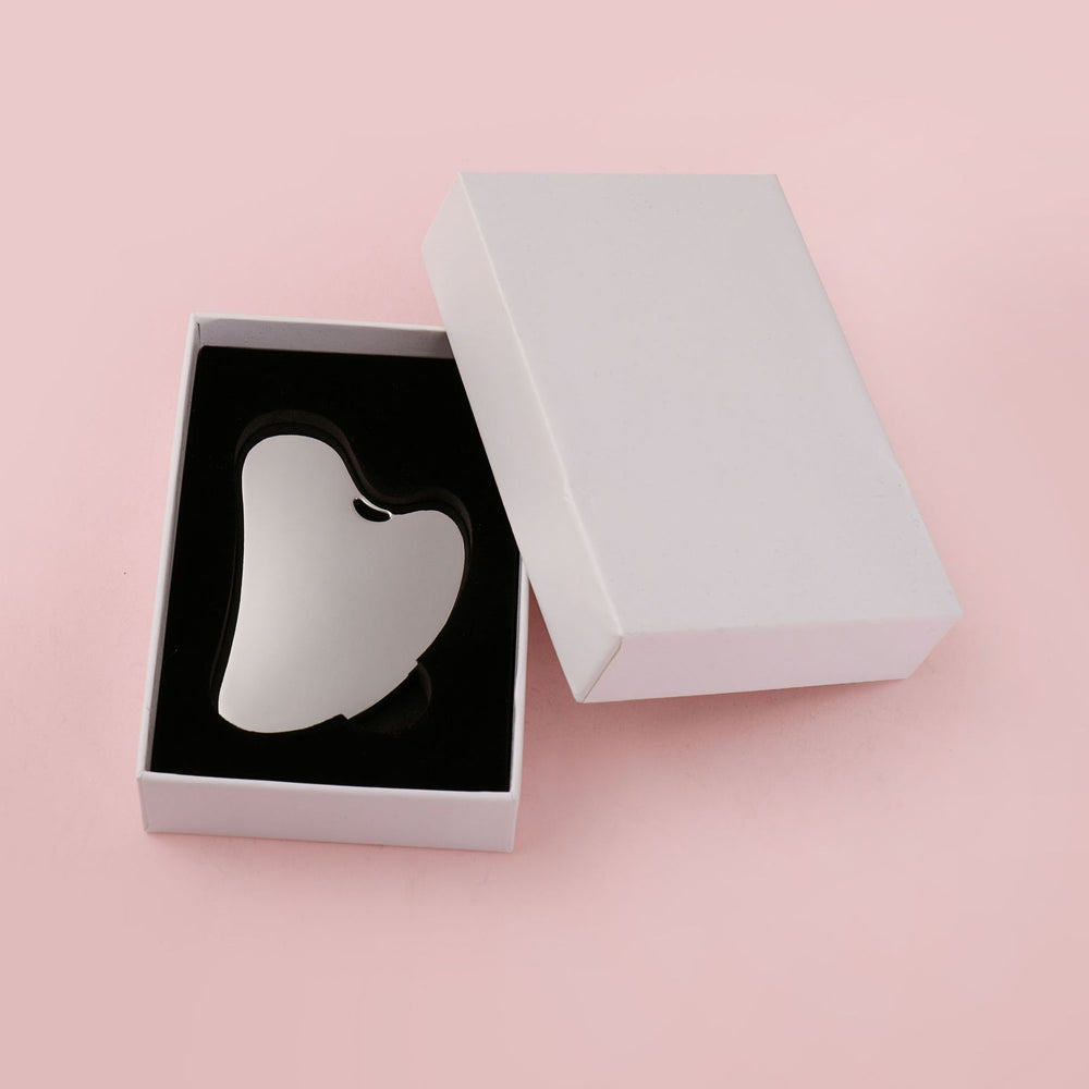 Factory direct zinc alloy scraping tool - heart-shaped scraping plate with hole, metal fascia knife, massage gua sha beauty tool