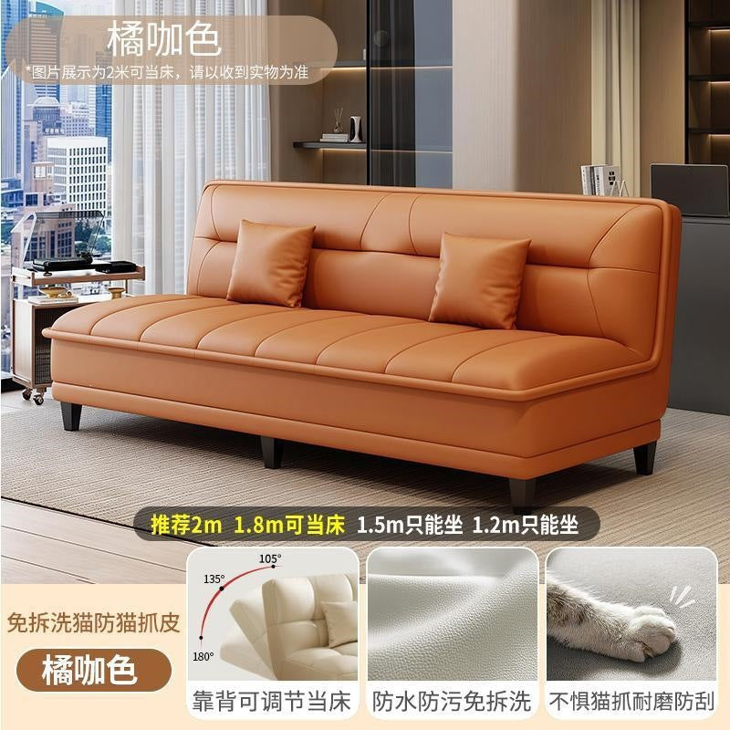 Foldable dual-purpose sofa bed, multi-functional small apartment living room straight-row sofa, rental house economical casual no-wash sofa