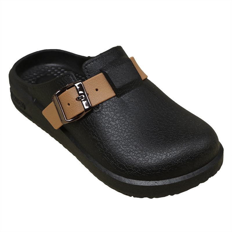 Durable birkenstock shoes women's summer couple fashion outwear thick sole heightening indoor waterproofnon-slip nurse shoes toe cap slippers