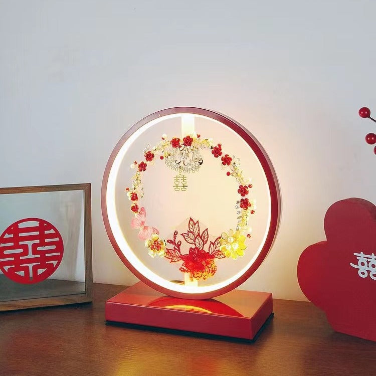 Red festive wedding table lamp bedroom bedside lamp wedding room everlasting light gift wedding creative led warm romantic