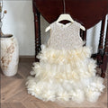 summer girls' dress petal hem high-end formal gown sequined sleeveless soft tulle vest princess dress wholesale