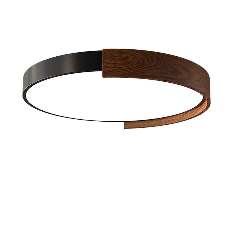 Wabi sandy wind walnut color bedroom ceiling light retro eye protection master bedroom room lamp round medieval study light