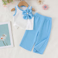Kids clothing cross-border exclusive for european and american girls new arrival children's white vest + brown pants children's clothing