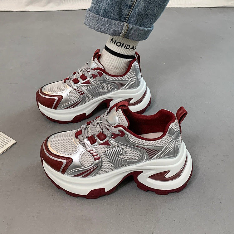 Best sellingplatform shoesthick soledad shoes women petites height increasing 2026 super popular new arrivalautum silver sports casual shoes