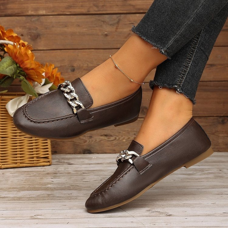 Plus sizecasual loafers for women springnew arrival soft bottom metal exportflatsflats lazy bean shoes