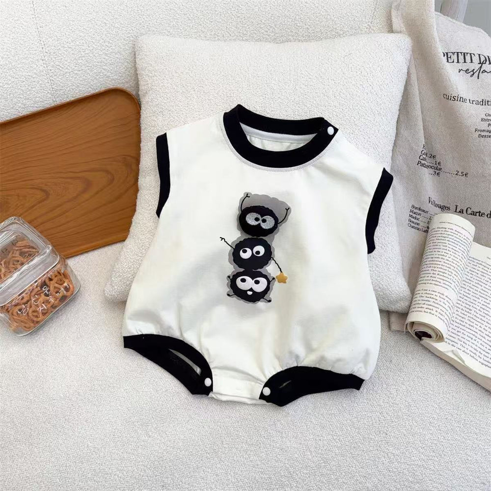 Baby bodysuit  summer thin cartoon soot sprite sleeveless short a-grade skin-friendly baby crawling suit