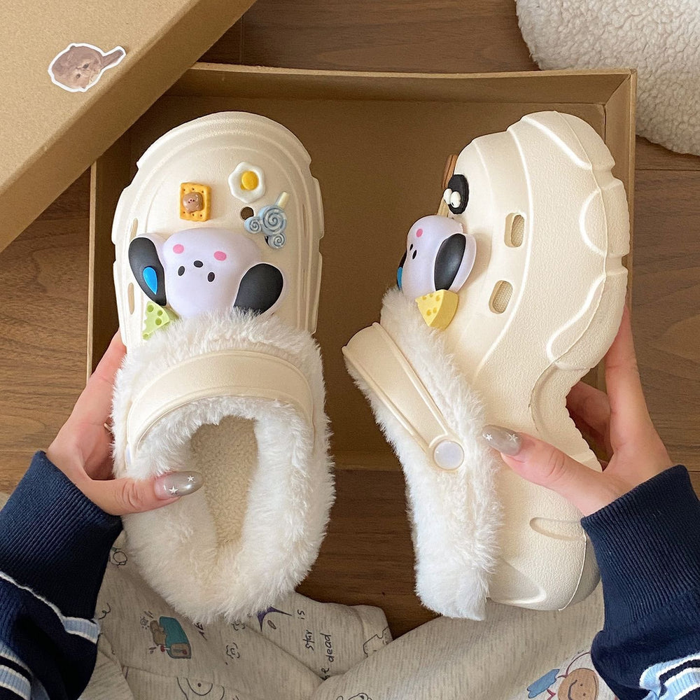 Eva fleece-lined clogs for women - 2025 winter's hottest trend: warm, thick-soled, non-slip, wear-resistant, height-increasing cotton shoes for outdoor wear