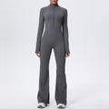fashion zipper cloud-like tight long-sleeved yoga jumpsuit high-strength fitness sports all-in-one jumpsuit