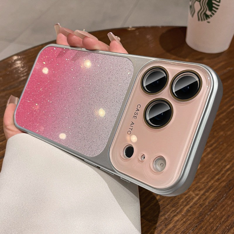 Crystal lens large window gradient glitter suitable for iphone17promax mobile phone case apple 15 high-end case