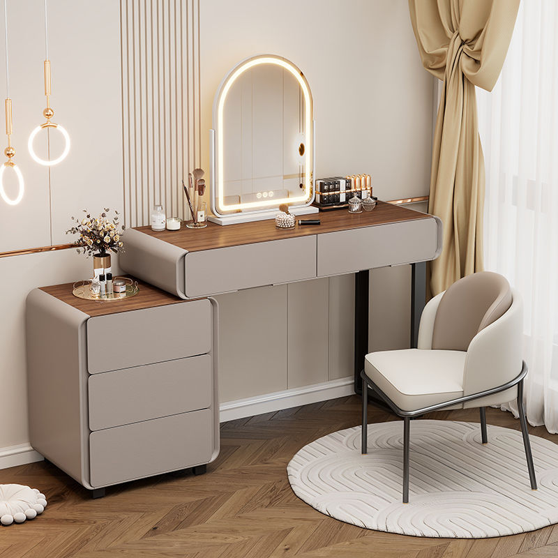 new master bedroom vanity table - solid wood, light luxury, high-end feel, chest of drawers integrated makeup vanity, bedroom makeup table