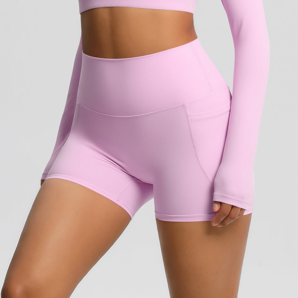 Naked feel high waist yoga shorts quick-drying breathable tight flap pocket pants outdoor cycling sports fitness pants processing personalized