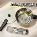 304 stainless steel instant noodle bowl with lid, large capacity, drainable instant noodle bowl, pressure cooker style student rice bowl box