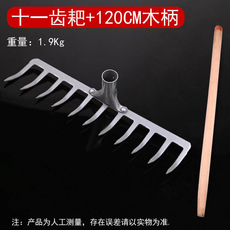 Agricultural rake, nine-tooth nail rake, flat ground turning soil and loosening soil, grass rake manufacturer, iron rake, multi-tooth rake, farm tool, grass rake, weeding