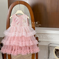 summer girls' princess dress - sweet cartoon rabbit gradient flared tutu dress - wholesale