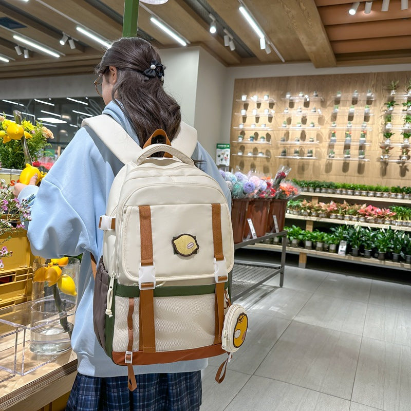 New fruit party large capacity backpack for girls, junior high school students, cute and unique design, laptop backpack