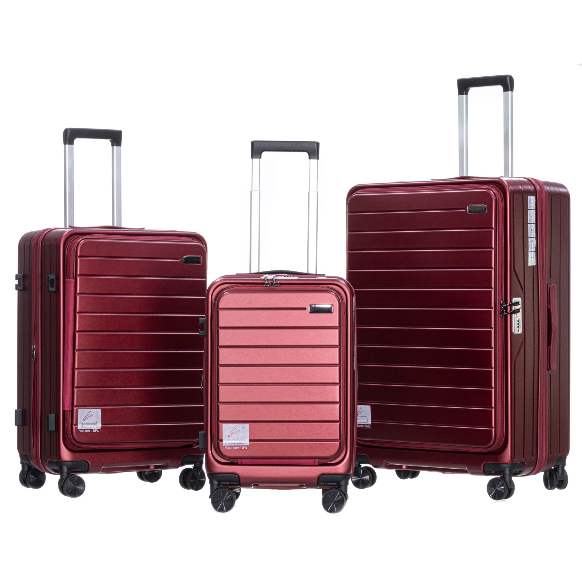 Spot front open lid trolley case three-piece set ABS + PC new material front open trolley suitcase travel bag factory