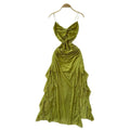 Goddess-style design: subtle twist knot cami dress - women's  summer collection - ruched waist, asymmetrical maxi dress