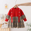 New autumn collection: girls' plaid knit dress - european & american style pullover sweater dress for toddlers & young children