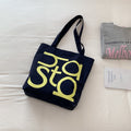 letterprinting nylon tote bag large capacity casualcontrast colorsatchel bag korean style simple canvas bag for women