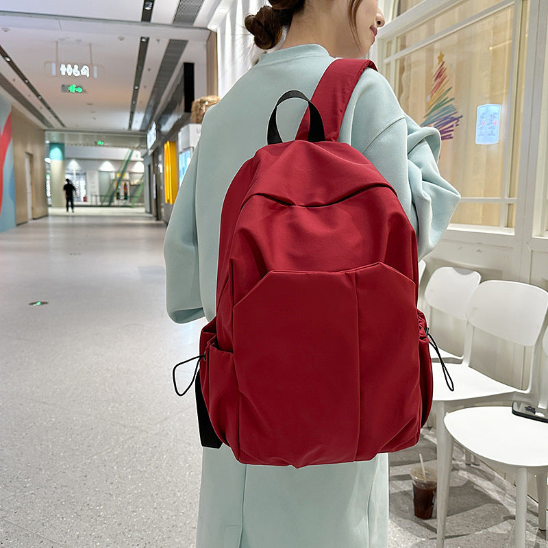 New large-capacity ins trendy and cool backpack, solid color middle and high school student travel bag, casual and simple computer backpack