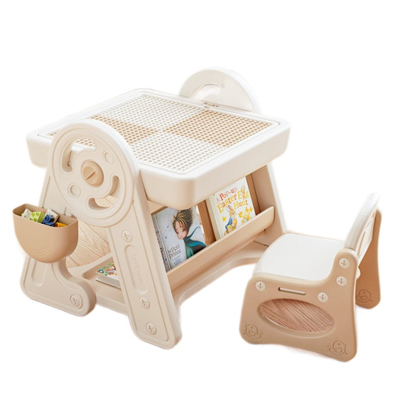 Qiao Le Bear Multifunctional building block table Children's drawing board Large particle puzzle baby toys Boys and girls game table